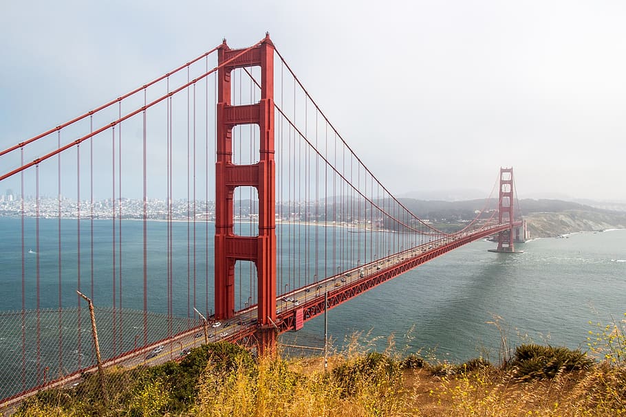 bridge, golden gate, towers, san francisco, bay, water, california, HD wallpaper