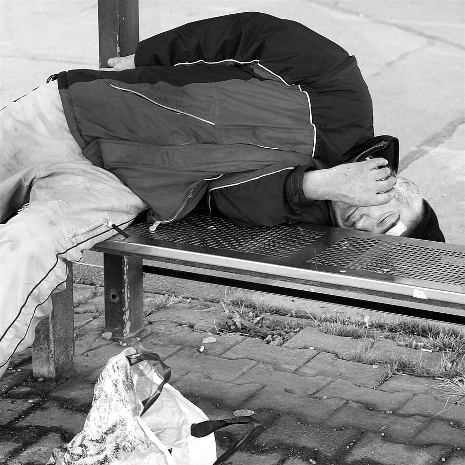 homeless, man, sleeping, drunk, social, people, society, problems