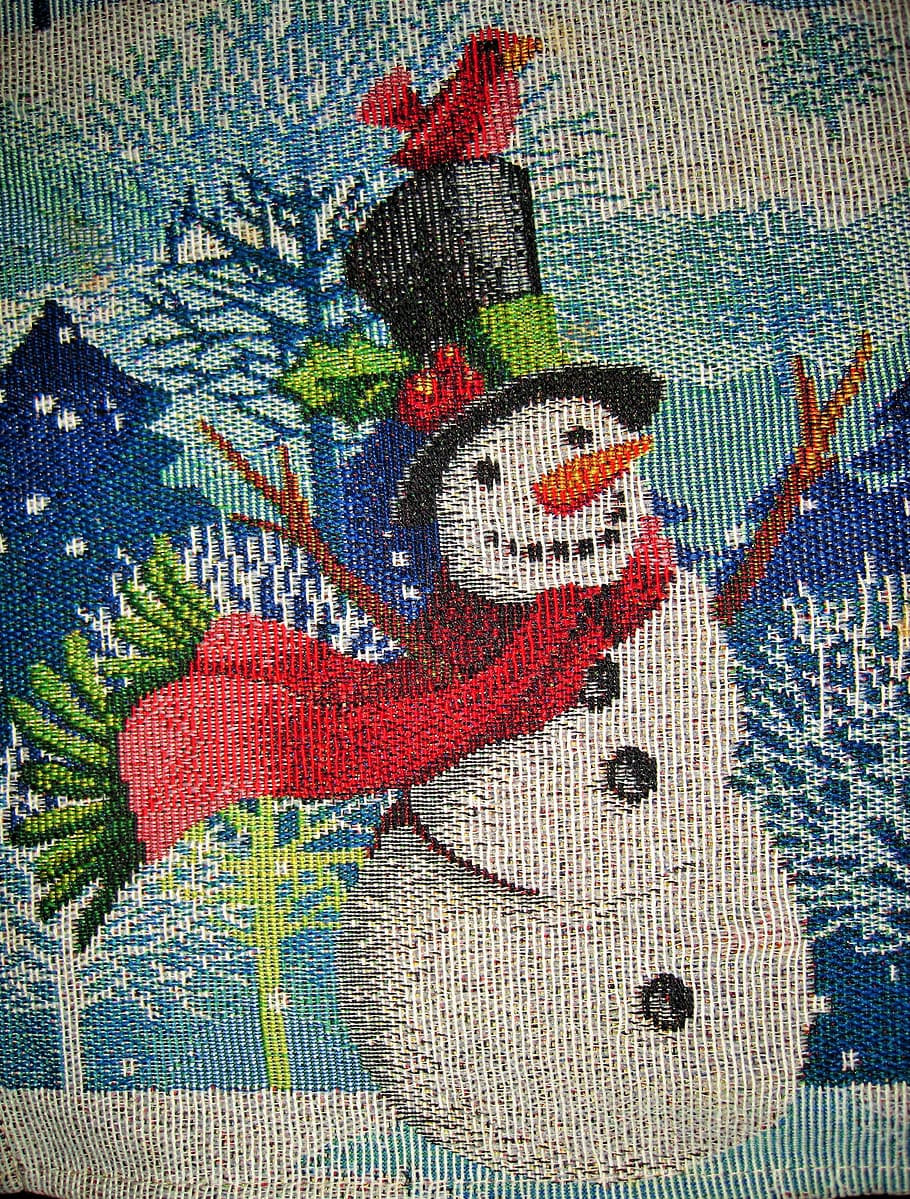 snow man, image, scarf, winter, cold, cap, wintry, business HD wallpaper