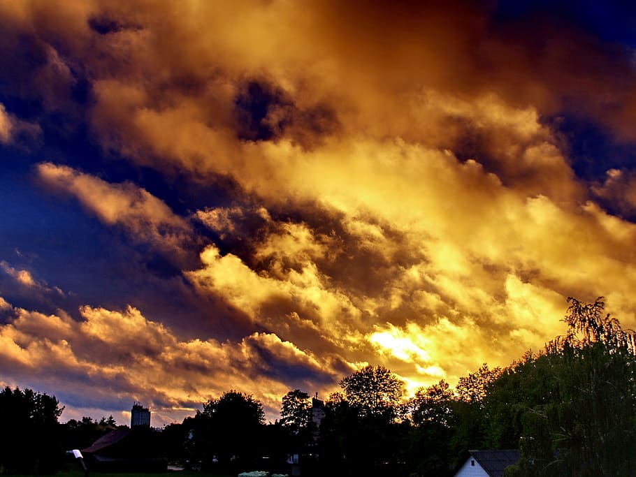 Sunset, clouds, sky, rain clouds, nature, cloud - Sky, dusk HD wallpaper