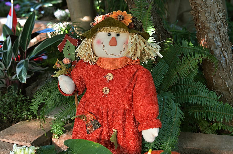 scarecrow, doll, fall, autumn, harvest, october, hat, thanksgiving HD wallpaper