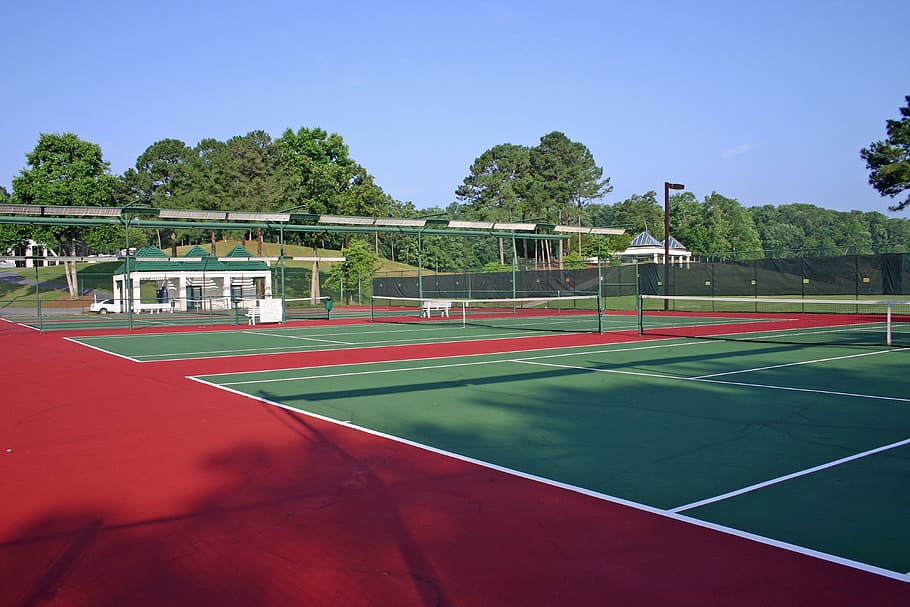 tennis court, Georgia, Racket, sport, leisure, recreation, trees, HD wallpaper