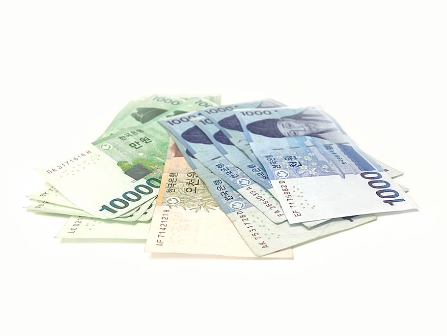 Korean won banknote lot, don, storage, payment, bills, tax HD wallpaper