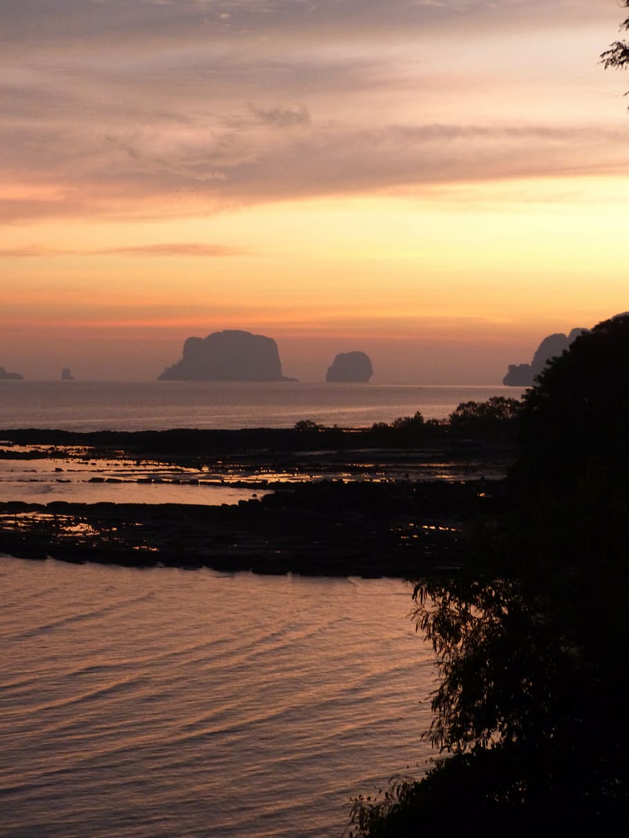 sunset, krabi, thailand, sky, water, beauty in nature, scenics - nature HD wallpaper