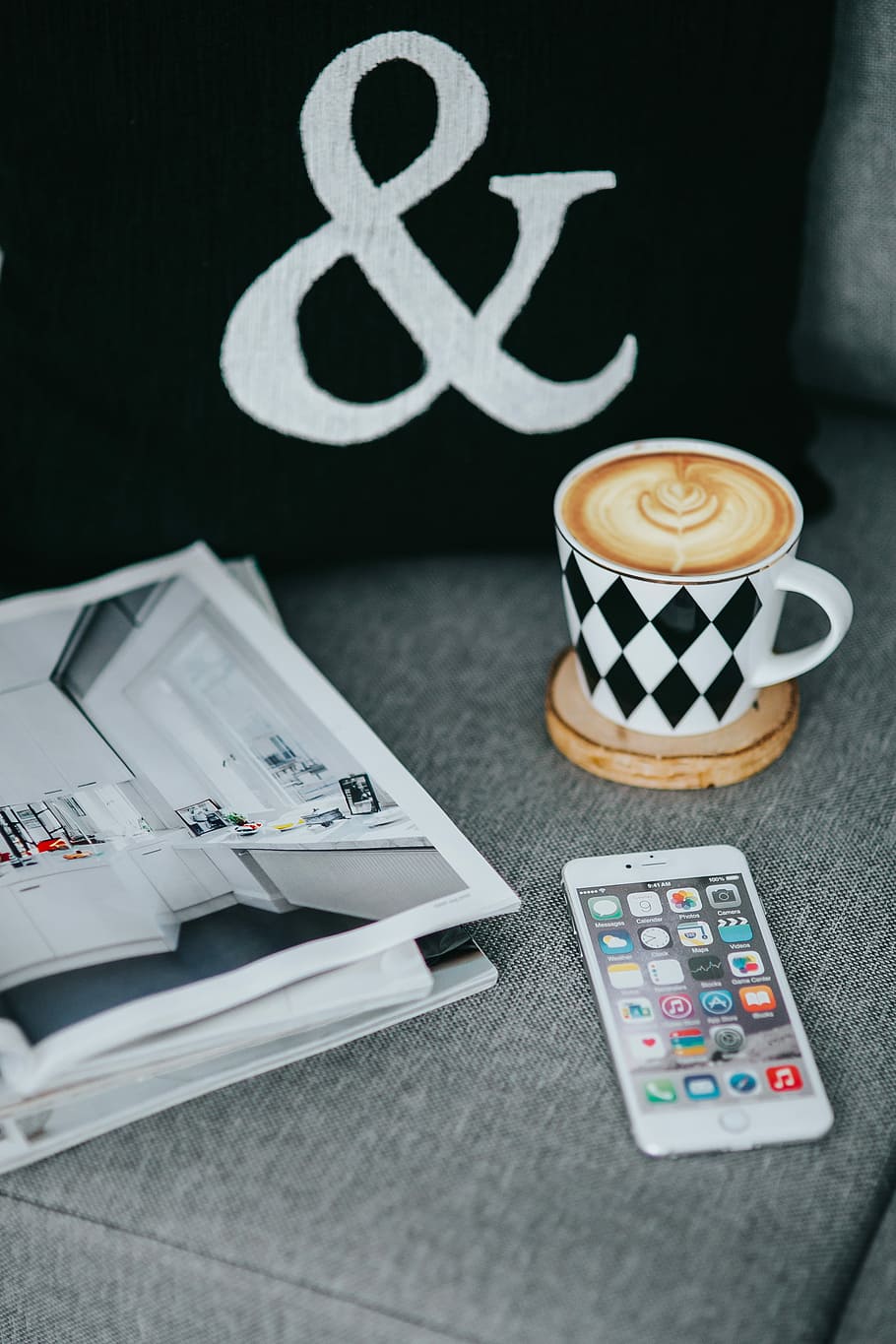 Resting with magazines and cup of coffee, interior, relaxing, HD wallpaper