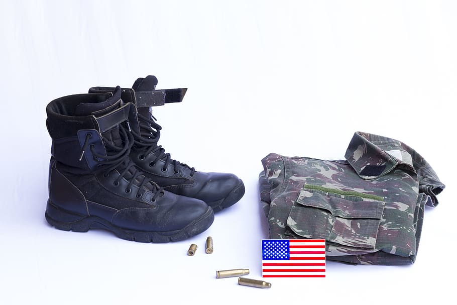 Boots, Military Uniform, Flag, flag uses, projectile, memorial day, HD wallpaper