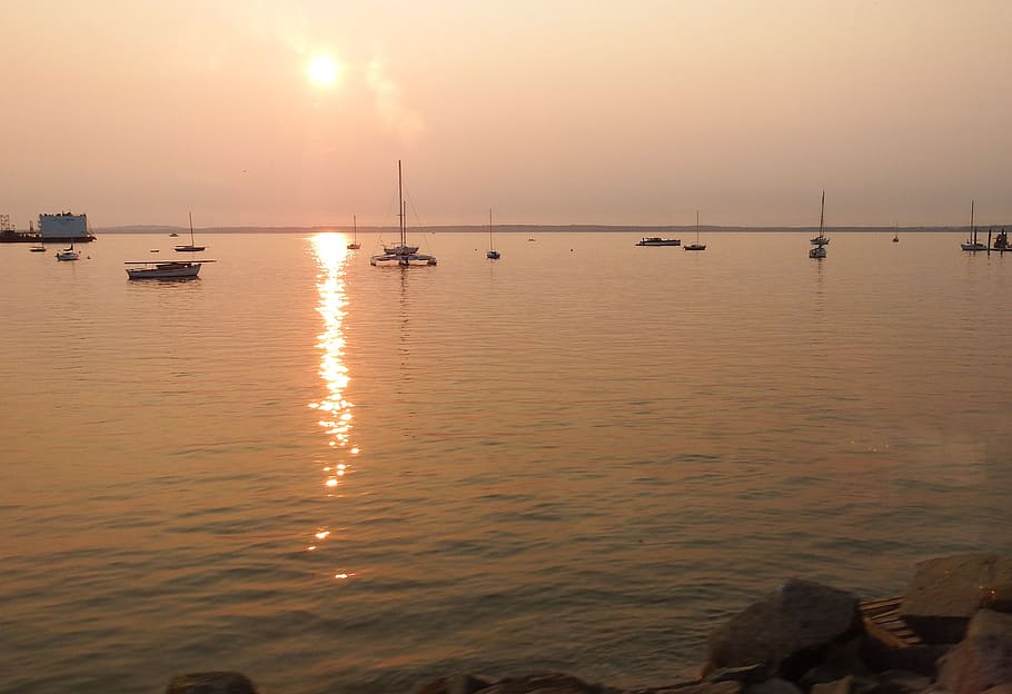 sunset, washington state, boats, water, nautical vessel, sky HD wallpaper