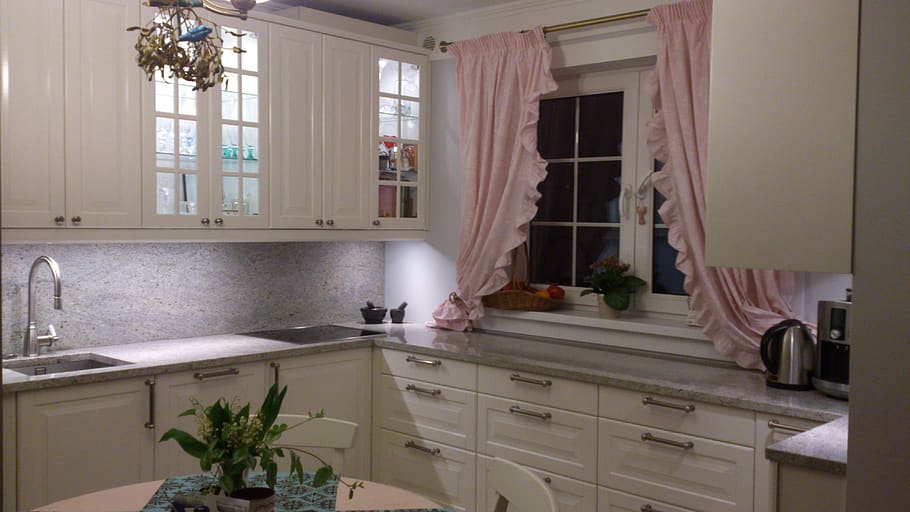 kitchen, furniture, white kitchen, domestic room, home, window HD wallpaper
