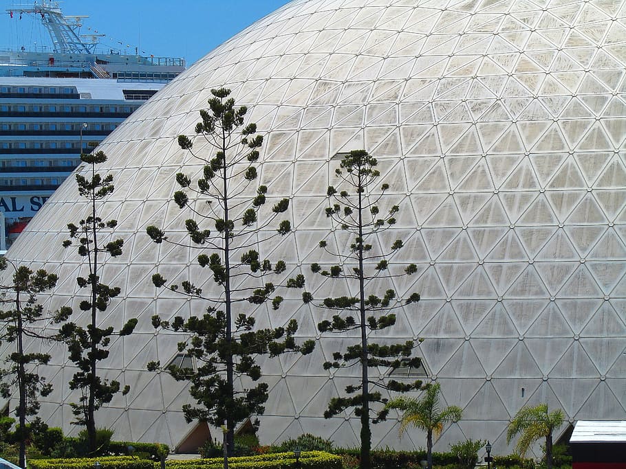 dome, architecture, landmark, white, exterior, trees, silhouette HD wallpaper