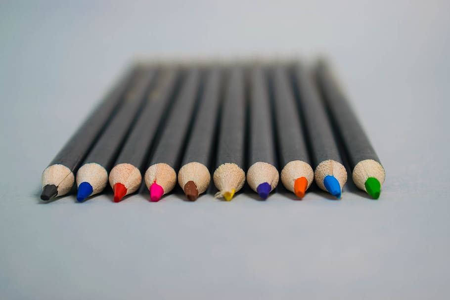 pens, colored pencils, colorful, colour pencils, creative, wooden pegs, HD wallpaper