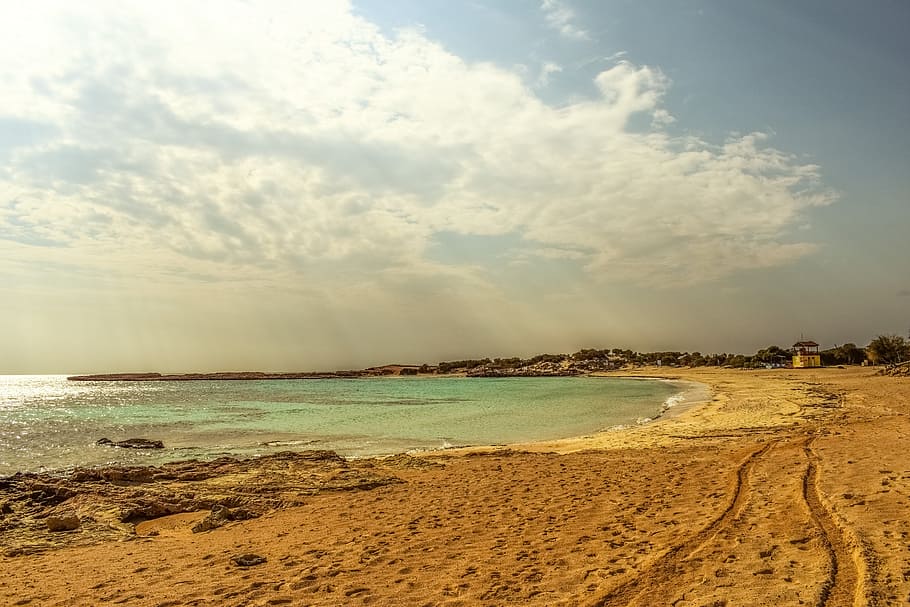Beach, Sea, Clouds, Morning, sky, scenery, landscape, empty HD wallpaper