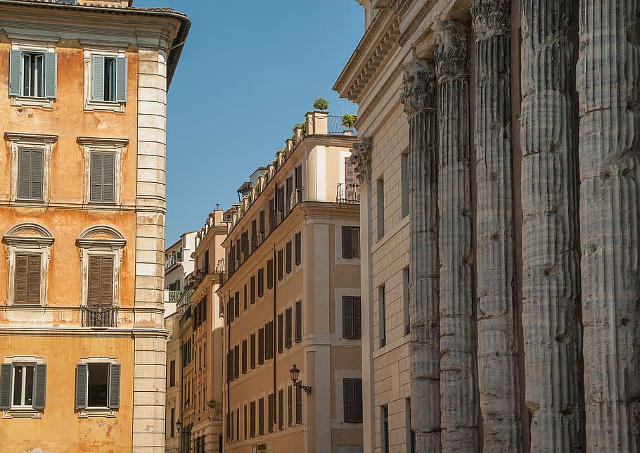 rome, columns, antique, architecture, window, built structure HD wallpaper