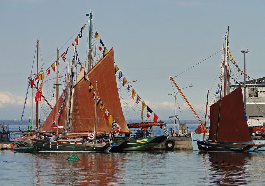 sailboat, old rigs, rigging, rope, strings, sea, sailing, ship HD wallpaper