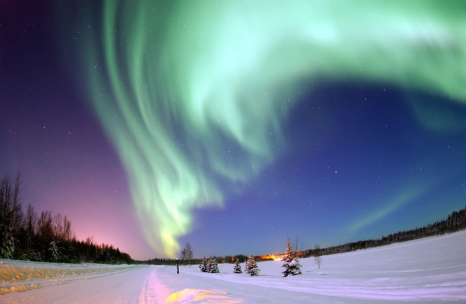 green aurora borealis, northern lights, north pole, aurora australis, HD wallpaper