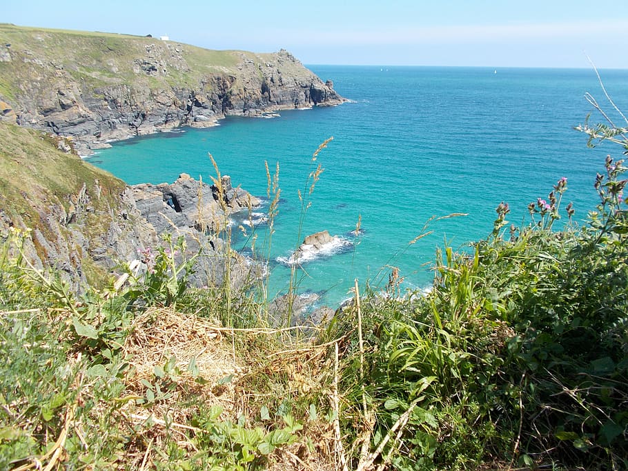 cornwall, sea, seascape, landscape, coastline, england, beach HD wallpaper