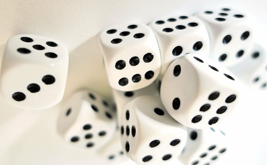 dice on white surface, cube, 21, points, six edges, eyes, cup, HD wallpaper