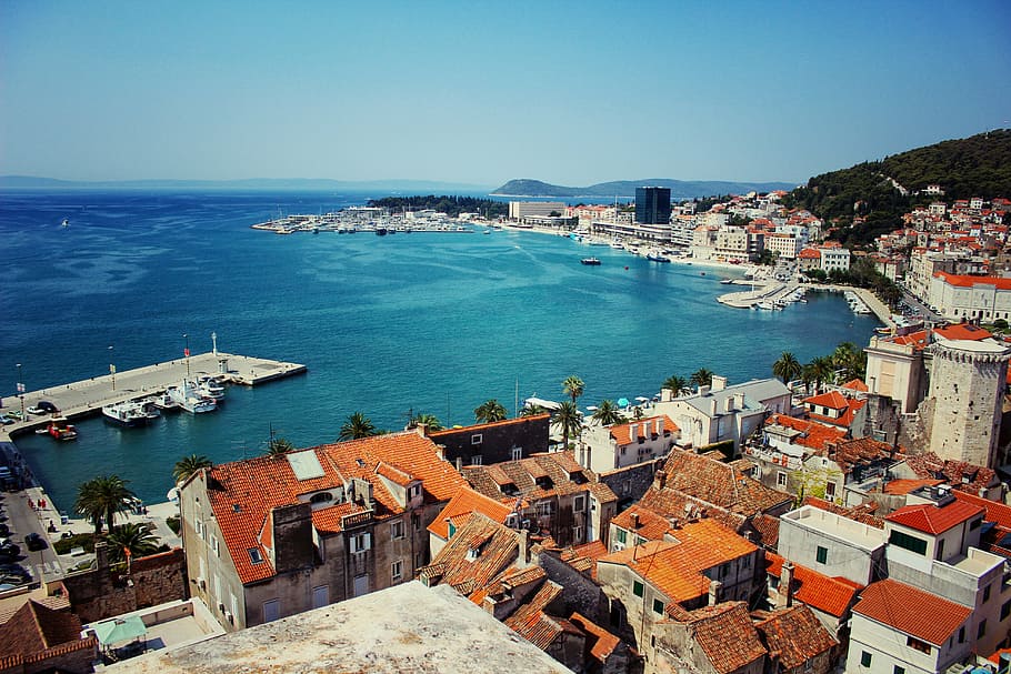 brown and gray houses, split, croatia, rooftops, cityscape HD wallpaper