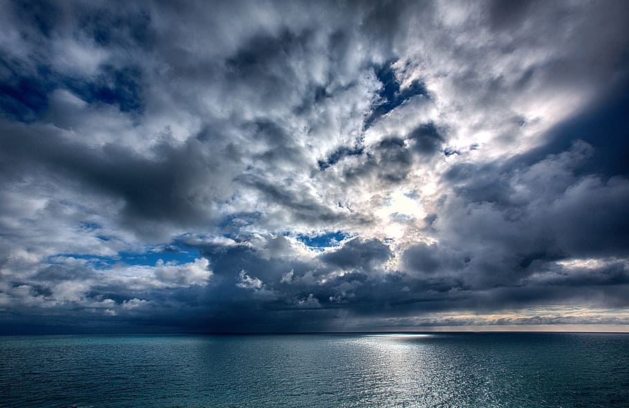 nature, water, sky, summer, sea, cloud - sky, dramatic sky, HD wallpaper