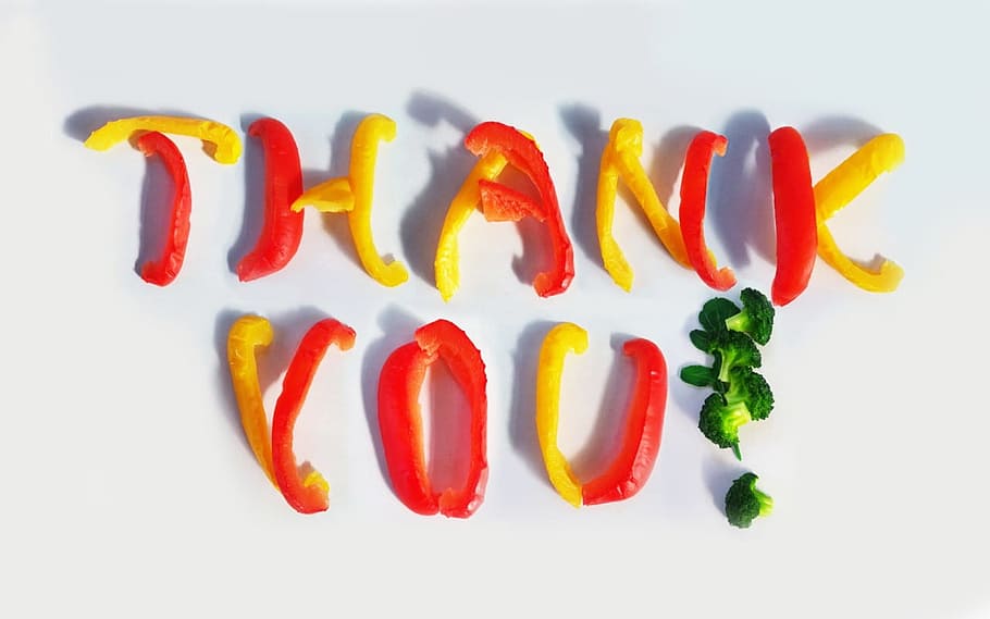 Thank You vegetable sliced decor, bell pepper, paprika, broccoli, HD wallpaper