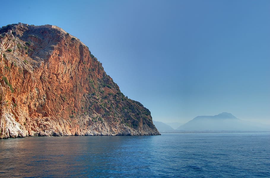 Sea, Subject, Nature, Mountain, summer, cliff, blue, no people HD wallpaper