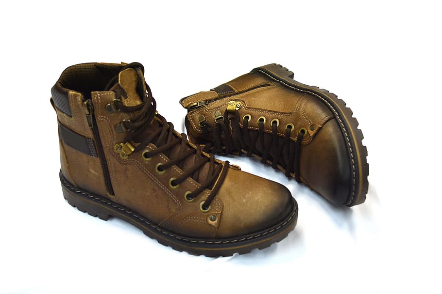 pair of brown boots, climbing, walk, shoes, trekking, cut out HD wallpaper