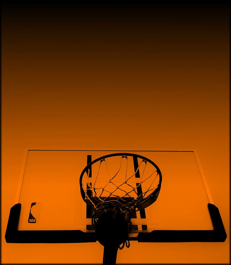 photo of white and black basketball hoop, ring, board, sport