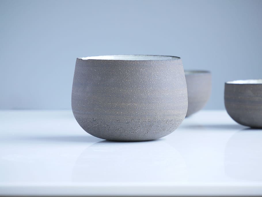 Made by hand,, gray concrete bowl, pot, planter, grey, stone HD wallpaper