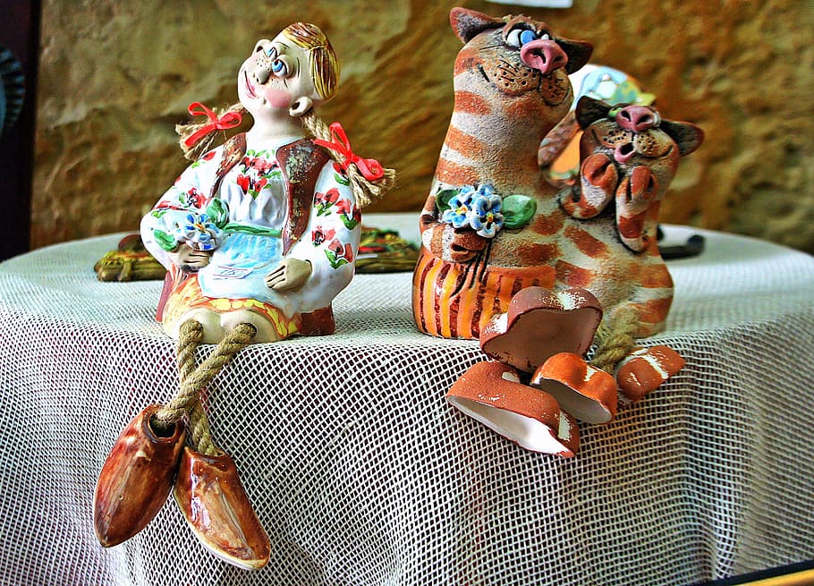 pottery, cartoon, figures, ceramic, traditional, porcelain HD wallpaper