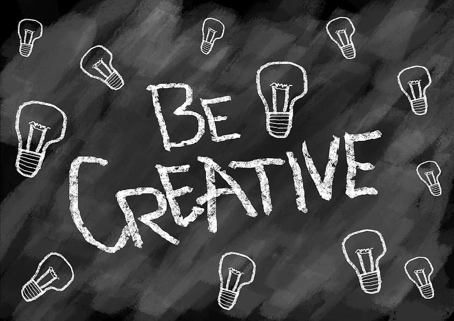 black and white be creative bulb painting, creativity, drawing HD wallpaper