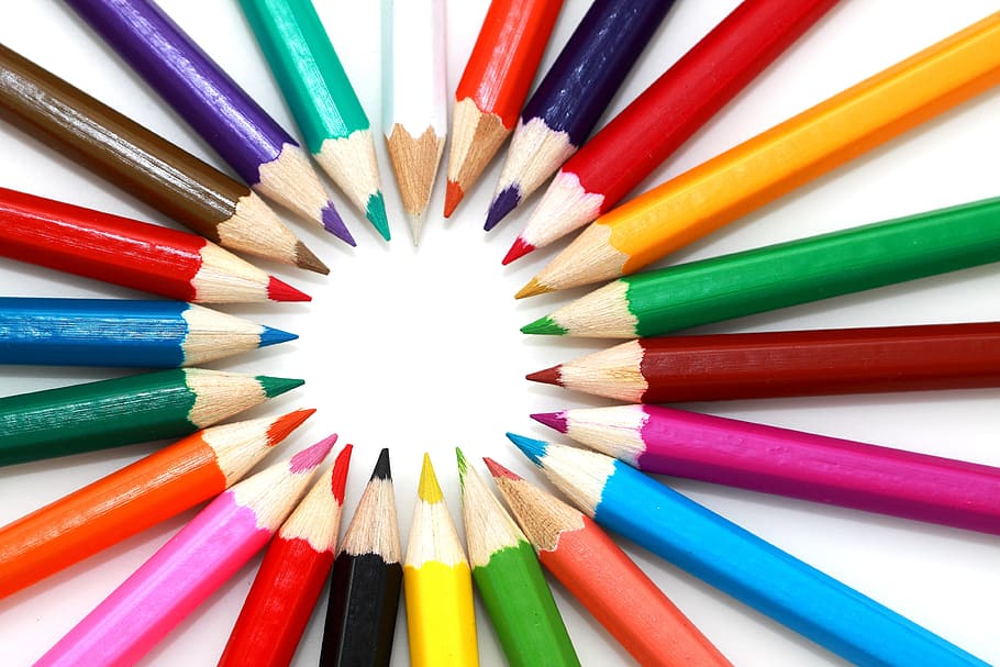 assorted-color pencil lot, artistic, bright, colored, colorful HD wallpaper