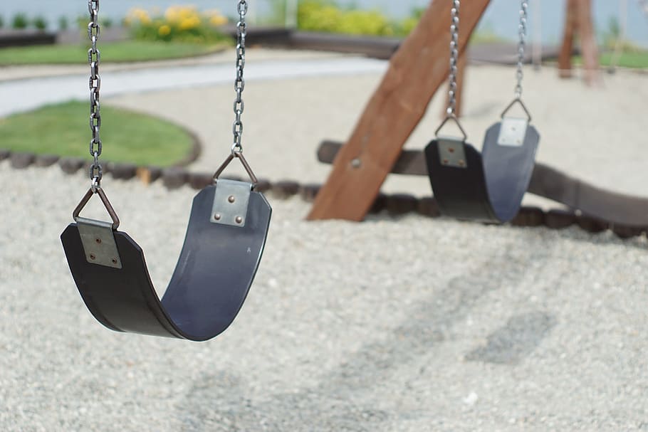 playground, swing, for children, fun, summer, hanging, no people