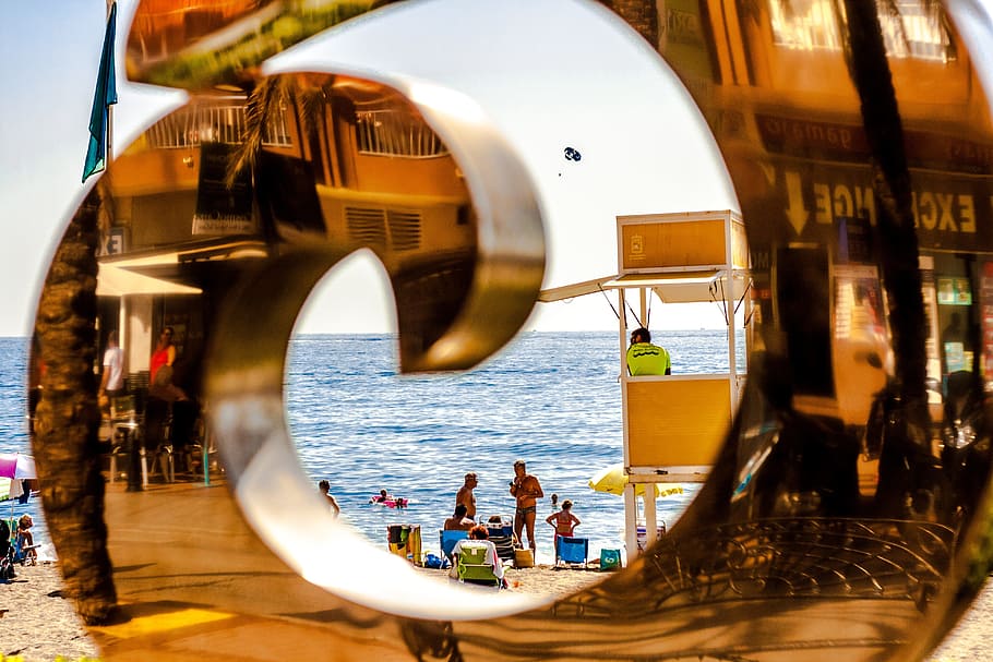 beach, reflections, lifeguard, sea, sand, water, architecture HD wallpaper