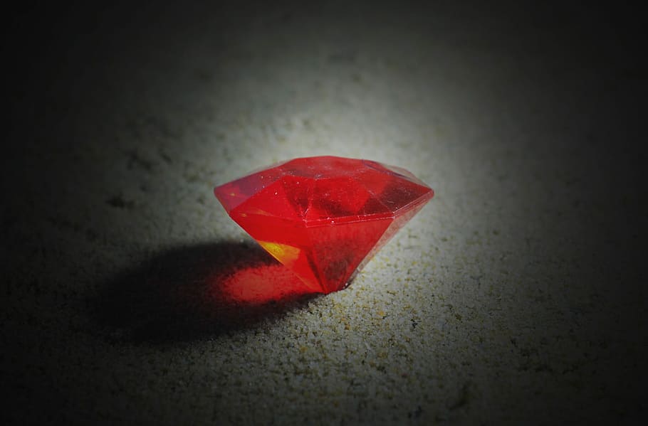 red diamond stone, Red, Ruby, Toy, Symbol, Color, ground, sand HD wallpaper