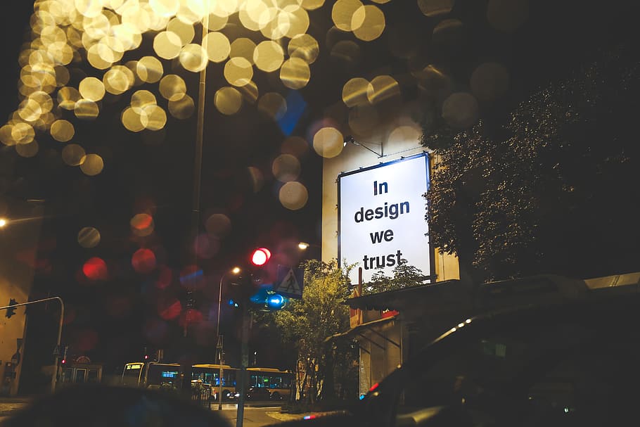 In Design We Trust / Billboard, ad, adversting, advertisment, HD wallpaper