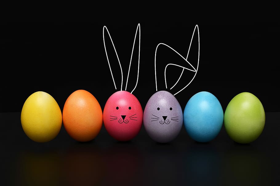 assorted-color egg figures, easter, easter egg, rabbit, ears HD wallpaper