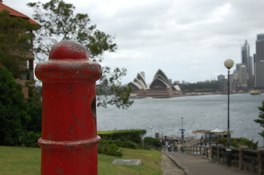 hydrant, sydney, opera, australia, red, opera house, architecture HD wallpaper