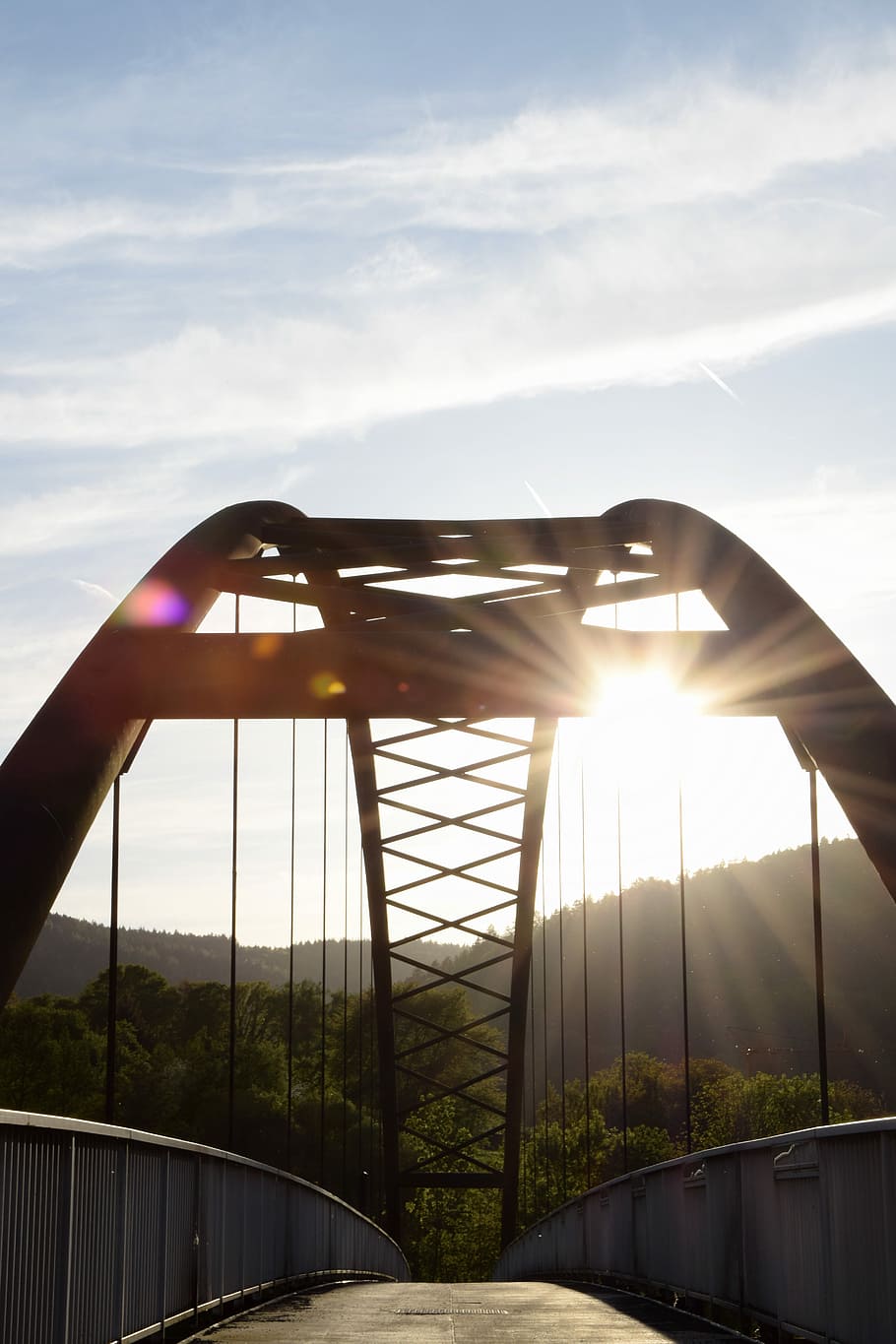 bridge, sunset, arch, dusk, bridge construction, abendstimmung HD wallpaper