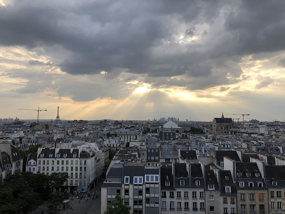 paris, panorama, pompidou, building exterior, architecture HD wallpaper
