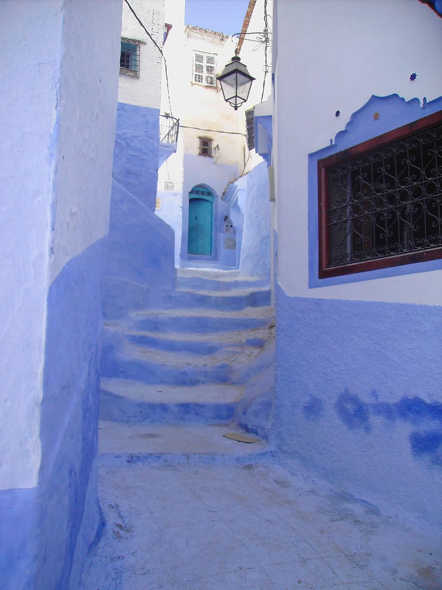 Morocco, Chef, Chefchaouen, chef-chefchaouen, lane, blue, architecture HD wallpaper