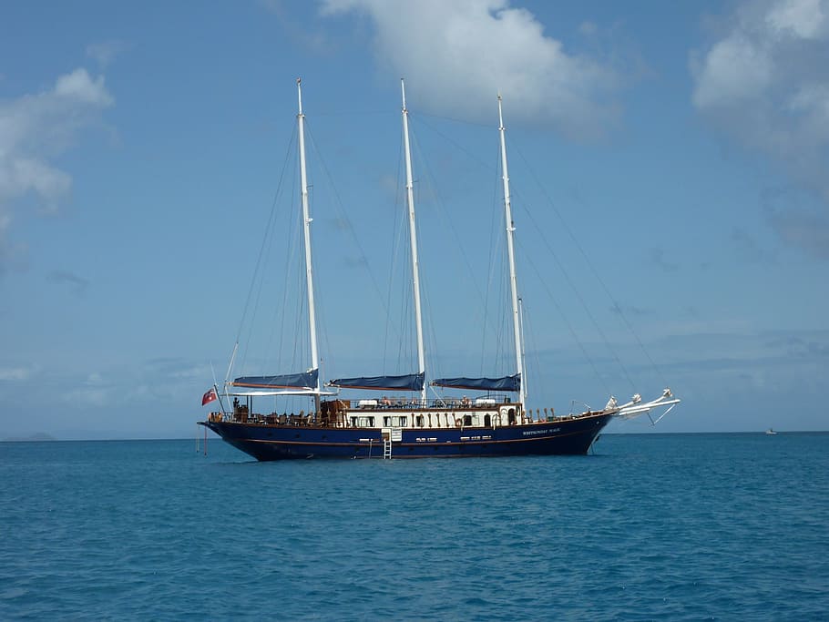 Sea, Ocean, Blue, Blue, Water, Horizon, sky, nobody, ship, nautical vessel HD wallpaper
