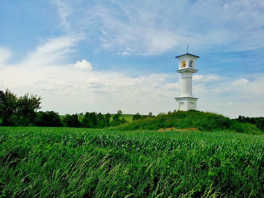 Chapel, Meadow, Heaven, Clouds, Nature, landscape, grass, sky HD wallpaper