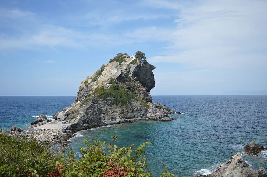 skopelos, greece, sea, sky, water, beauty in nature, scenics - nature HD wallpaper