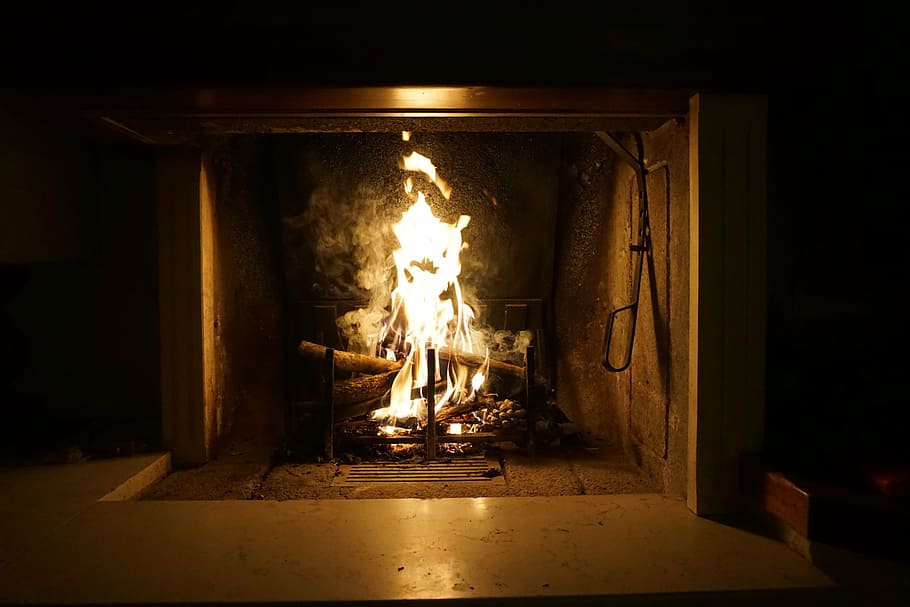 burned fireplace, light, firebox, heat, traditional, flame HD wallpaper