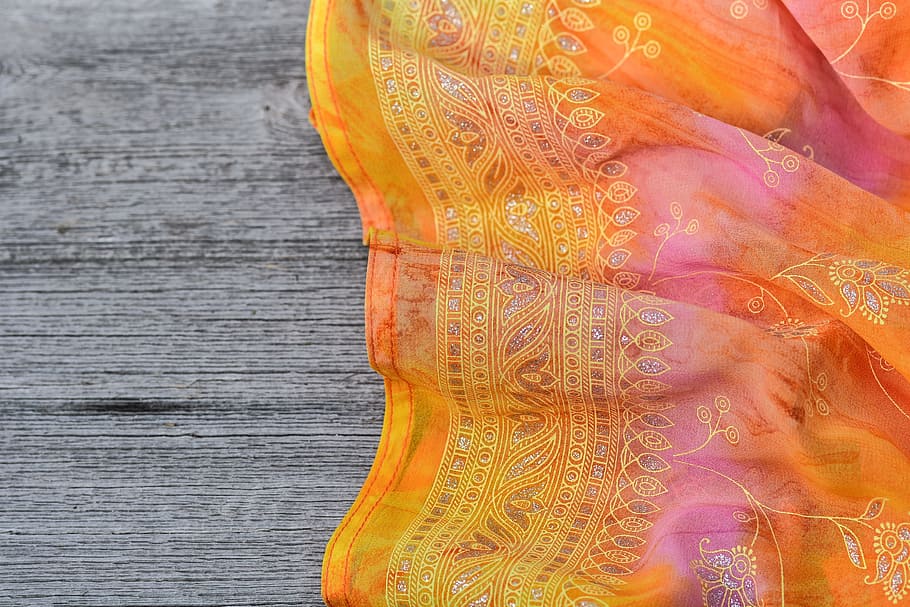 orange and yellow textile, background, backdrop, wooden, material HD wallpaper