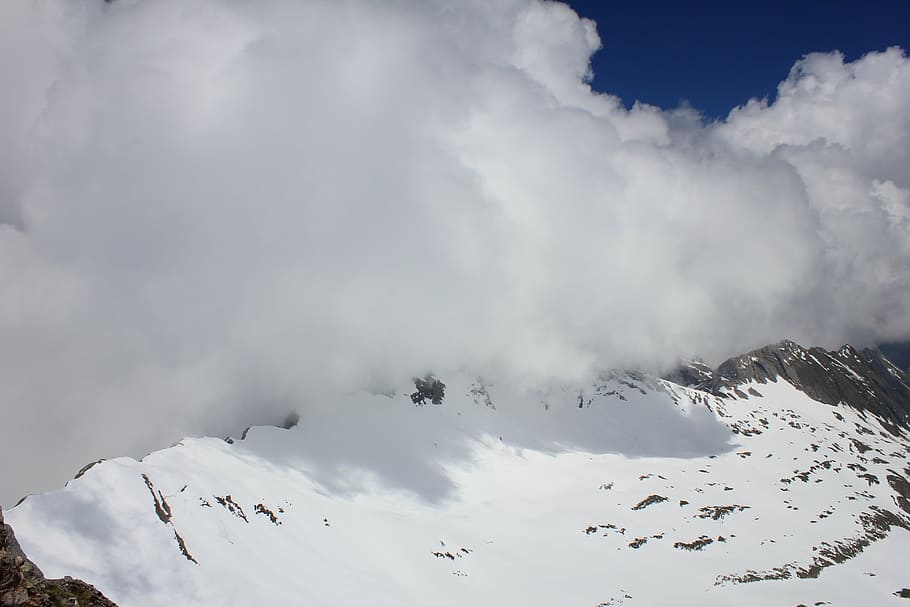 mountain, clouds, snow, nature, mountain Peak, outdoors, scenics HD wallpaper