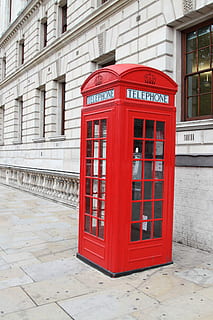 selective photography of vintage Telephone, booth, box, britain HD wallpaper