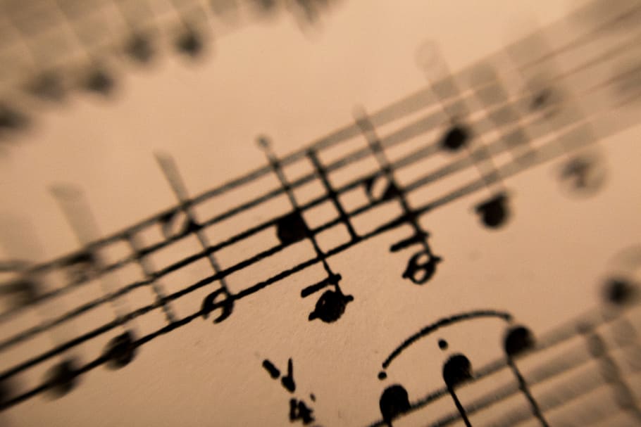 musical note on white paper, sheet, notes, audio, sheet music HD wallpaper