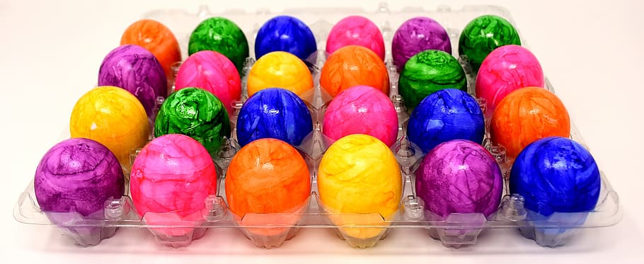 assorted-color plastic eggs in clear case, bread eggs, easter eggs HD wallpaper