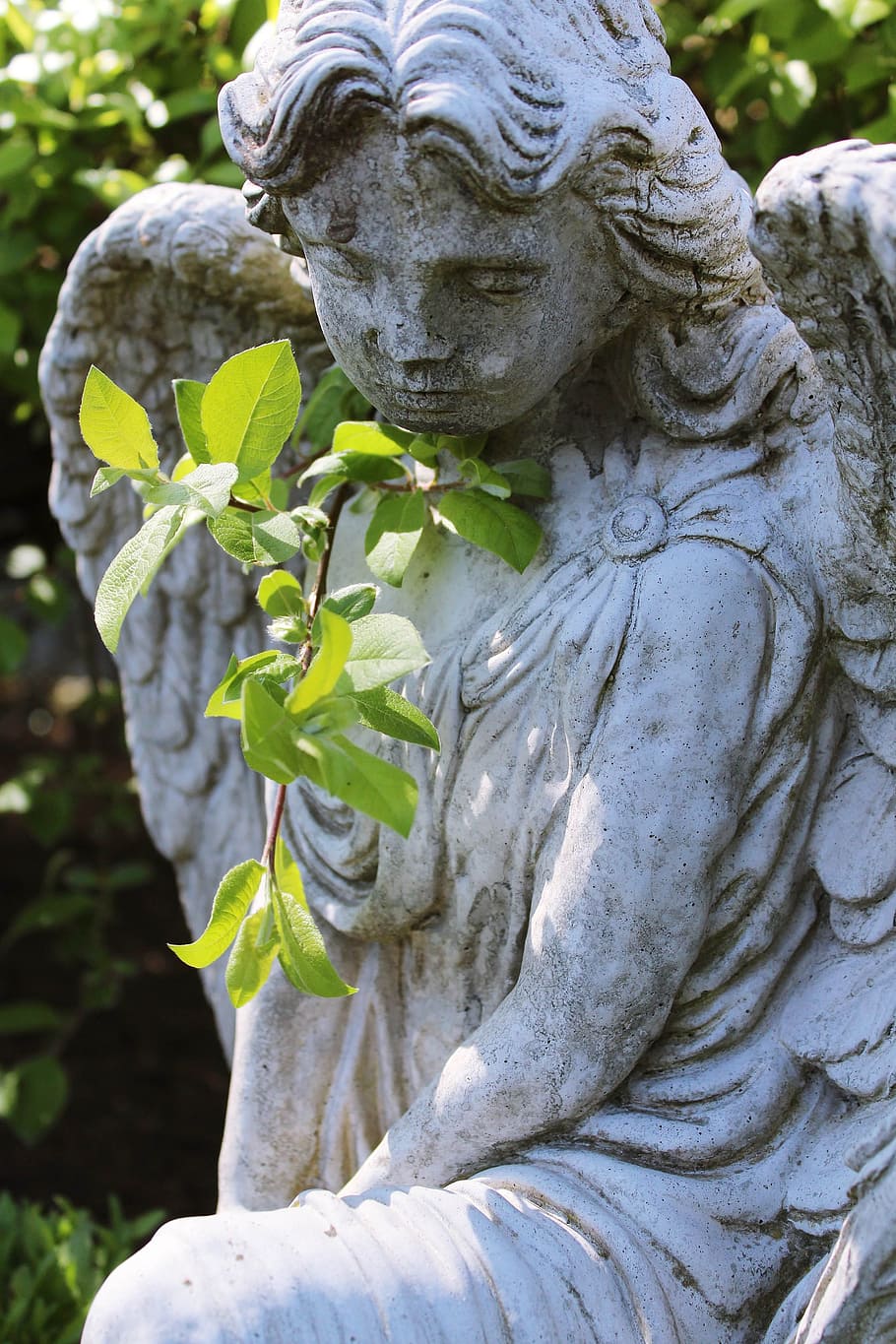 Angel, Statue, Nature, Cemetery, Grave, mourning, death, tombstone, HD wallpaper