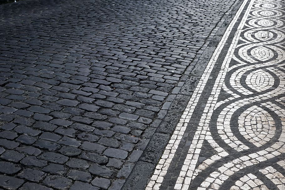 Road, Mosaic, Away, Pattern, ponta delgada, portugal, azores HD wallpaper
